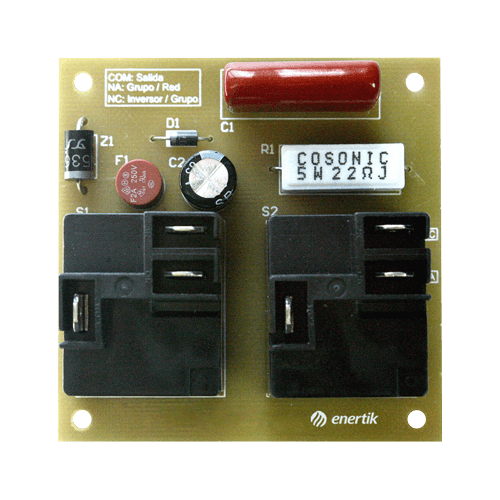Placa Relé de Transferencia 220Vca 10A - 2200VA - Modelo: TRA-RELE